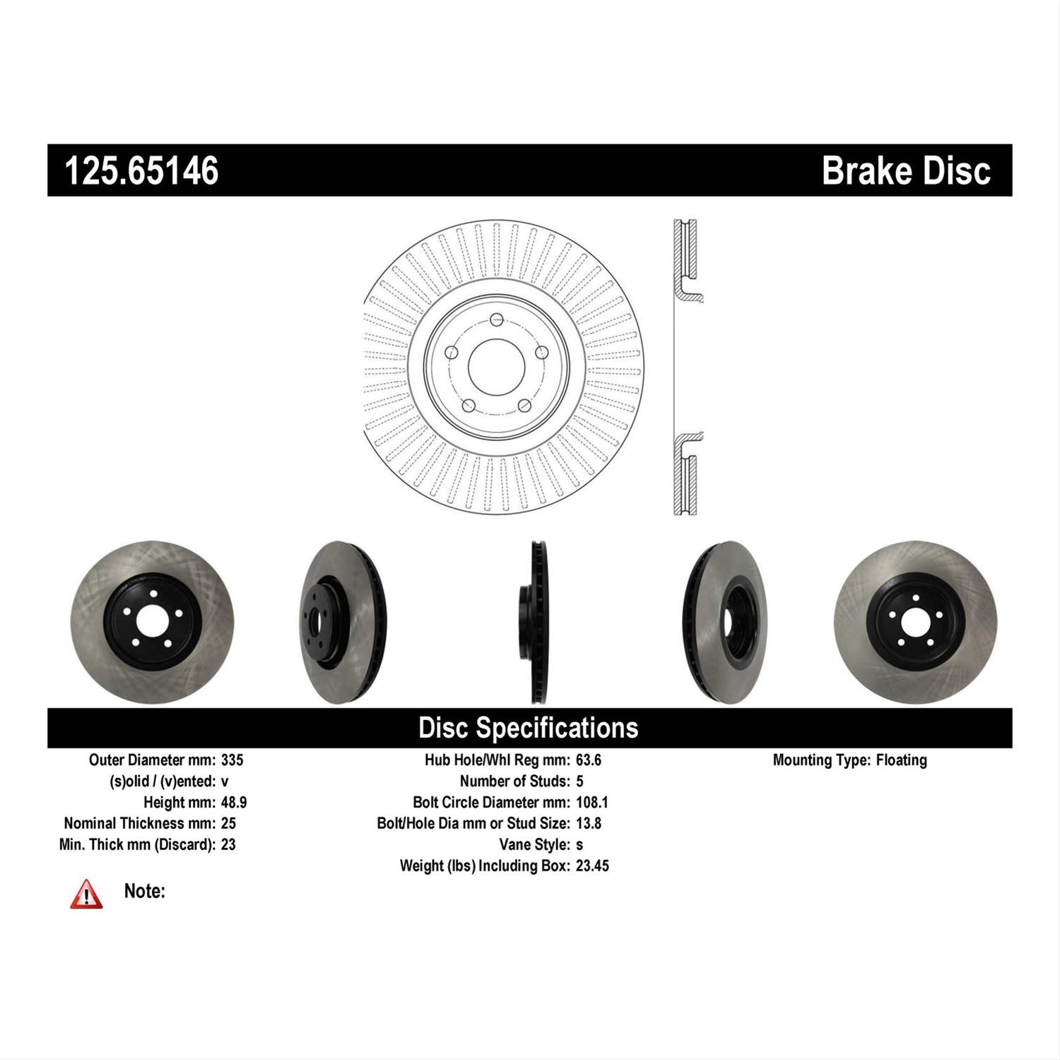 Centric Premium High Carbon Front Brake Rotor 2015 Lincoln MKC thumbnail 2