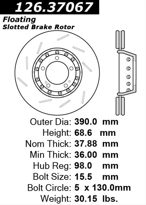 Centric Slotted OE Design Brake Rotor