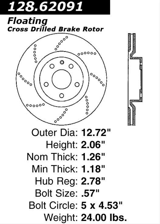 Centric 128.62091 Front Brake Rotor 