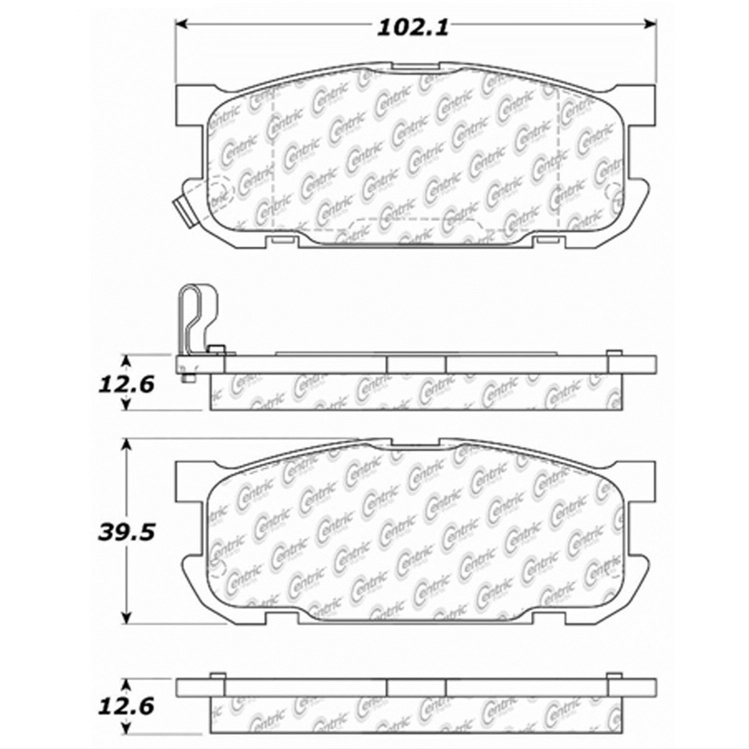 Centric 01-05 Mazda Miata Rear Premium Semi-Metallic Brake Pads w/ Shims and Hardware