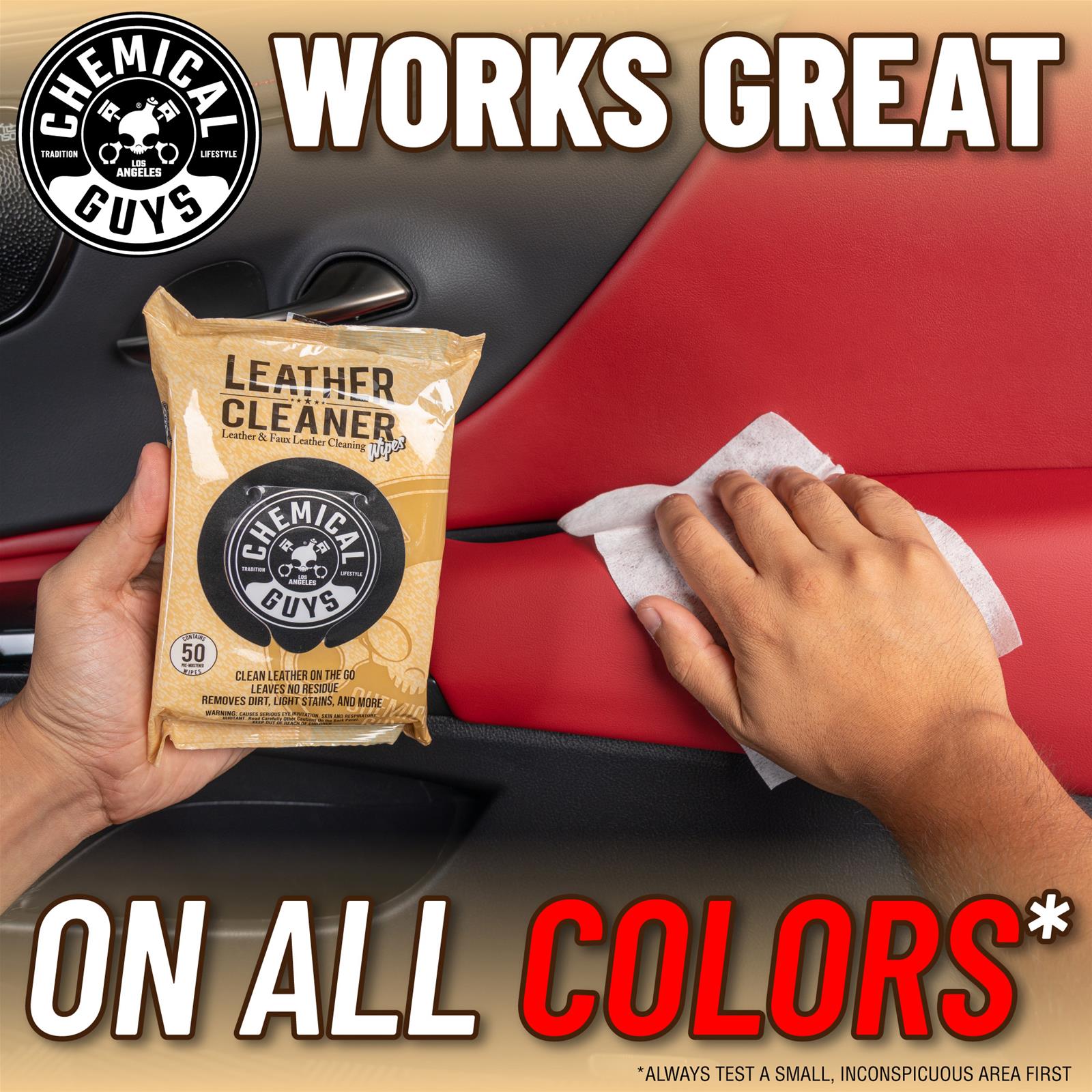Chemical Guys Leather Cleaner PMWSPI20850 Cleaning Solutions, Cleaning Wipes, Leather, Vinyl, Faux Leather, 50 Wipes, Each thumbnail 2