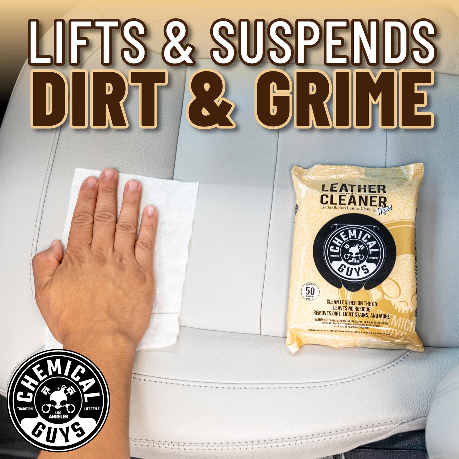 Chemical Guys Leather Cleaner PMWSPI20850 Cleaning Solutions, Cleaning Wipes, Leather, Vinyl, Faux Leather, 50 Wipes, Each thumbnail 4