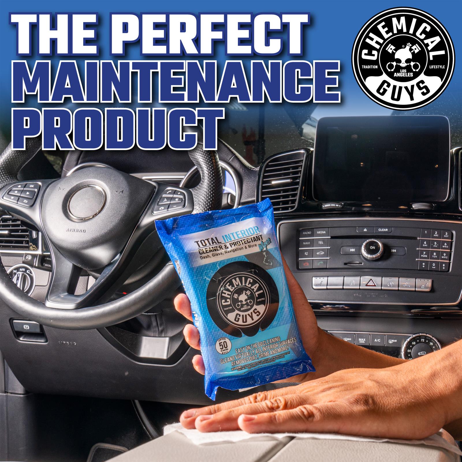Chemical Guys Total Interior Cleaner and Protectant PMWSPI22050 Cleaning Solutions, Interior, Cleaning, Protectant, Wipes, Interior, 50 Wipes, Each thumbnail 2