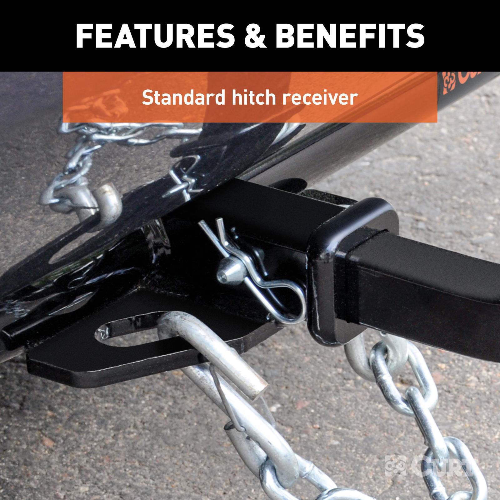 CURT Class 1 Receiver Hitch 11665 Trailer Hitch, I, 1.25 in. Receiver, Black, Square Tube, Honda, Each thumbnail 2