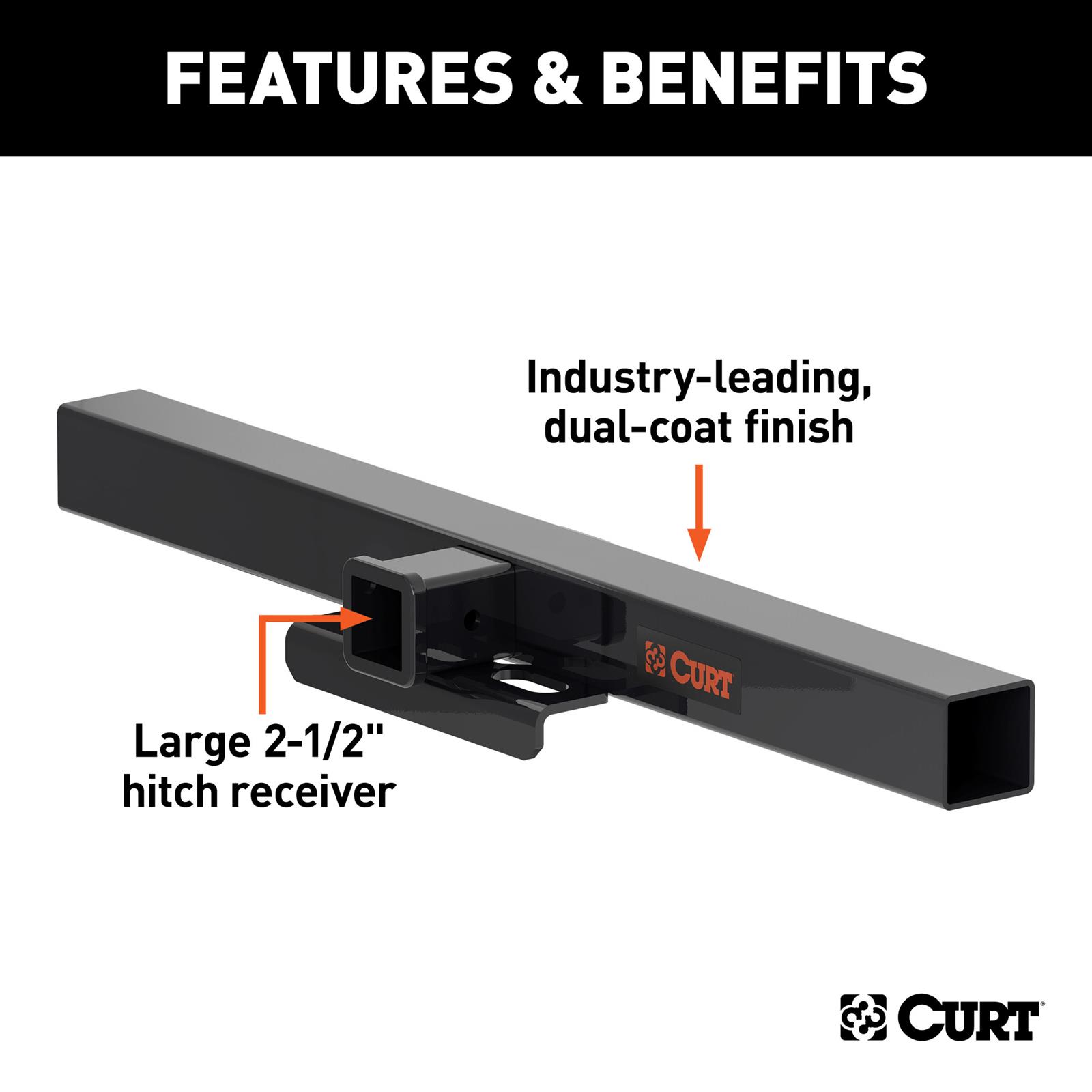 CURT Class 5 Receiver Hitch 15921 Hitches, V Trailer Hitch, 44 in. Wide Universal Weld-On Center Section, 2 1/2 in. Receiver, No Side Plates, Each thumbnail 3