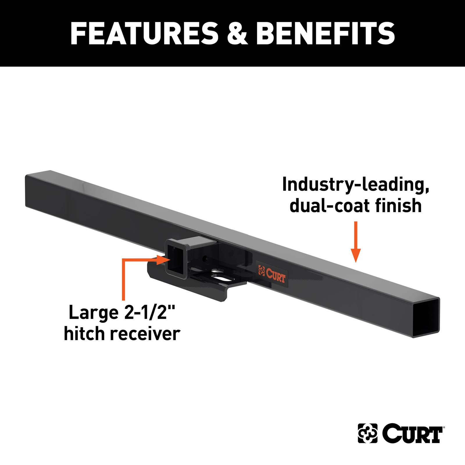 CURT Class 5 Receiver Hitch 15922 Hitches, V Trailer Hitch, 62 in. Wide Universal Weld-On Center Section, 2 1/2 in. Receiver, No Side Plates, Each thumbnail 3