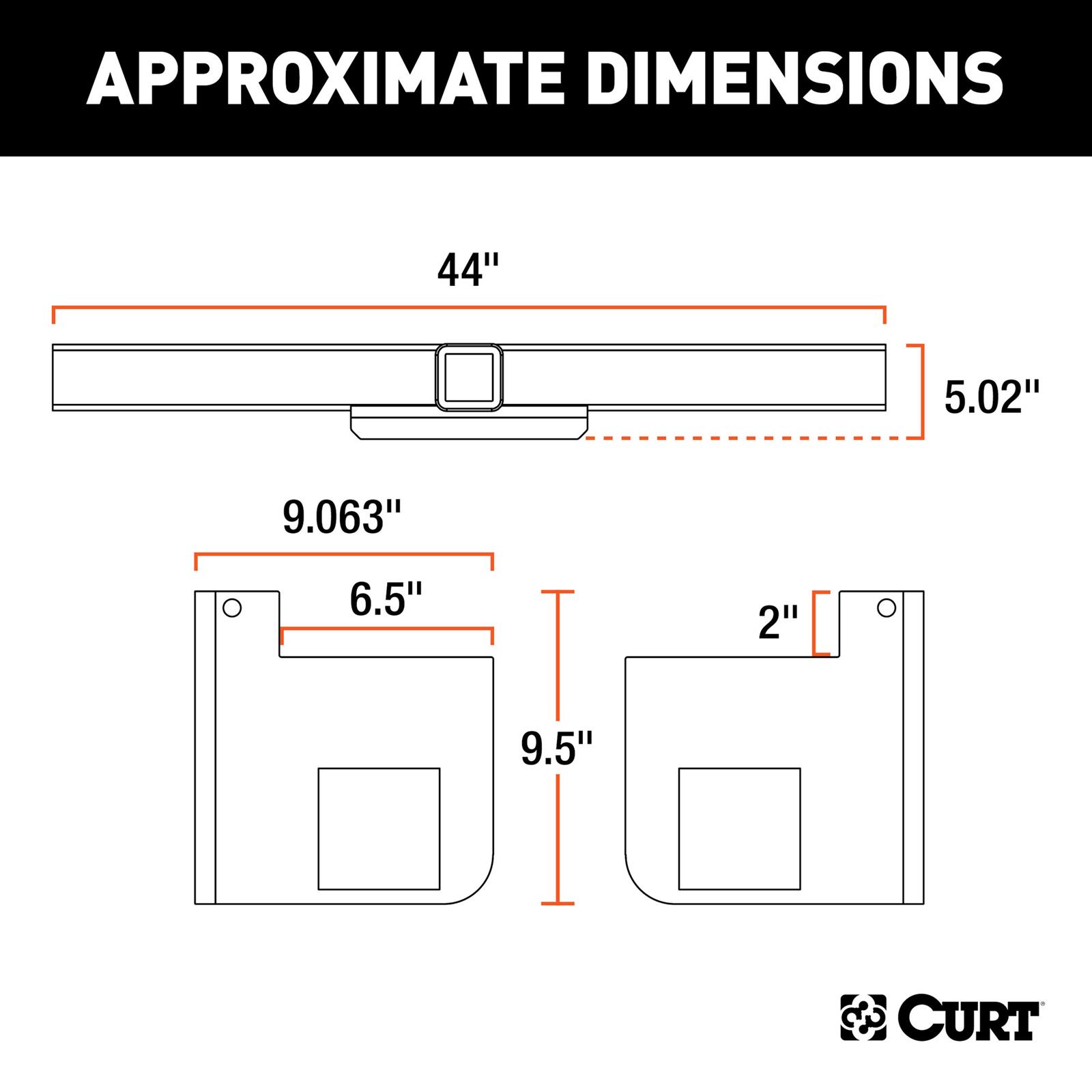CURT Class 5 Receiver Hitch 15923 Hitches, V, Universal Weld-On Trailer Hitch, 2 1/2 in. Receiver, Up to 44 in. Frames, 9 in. Drop, Adjustable Side Plates, Each thumbnail 4