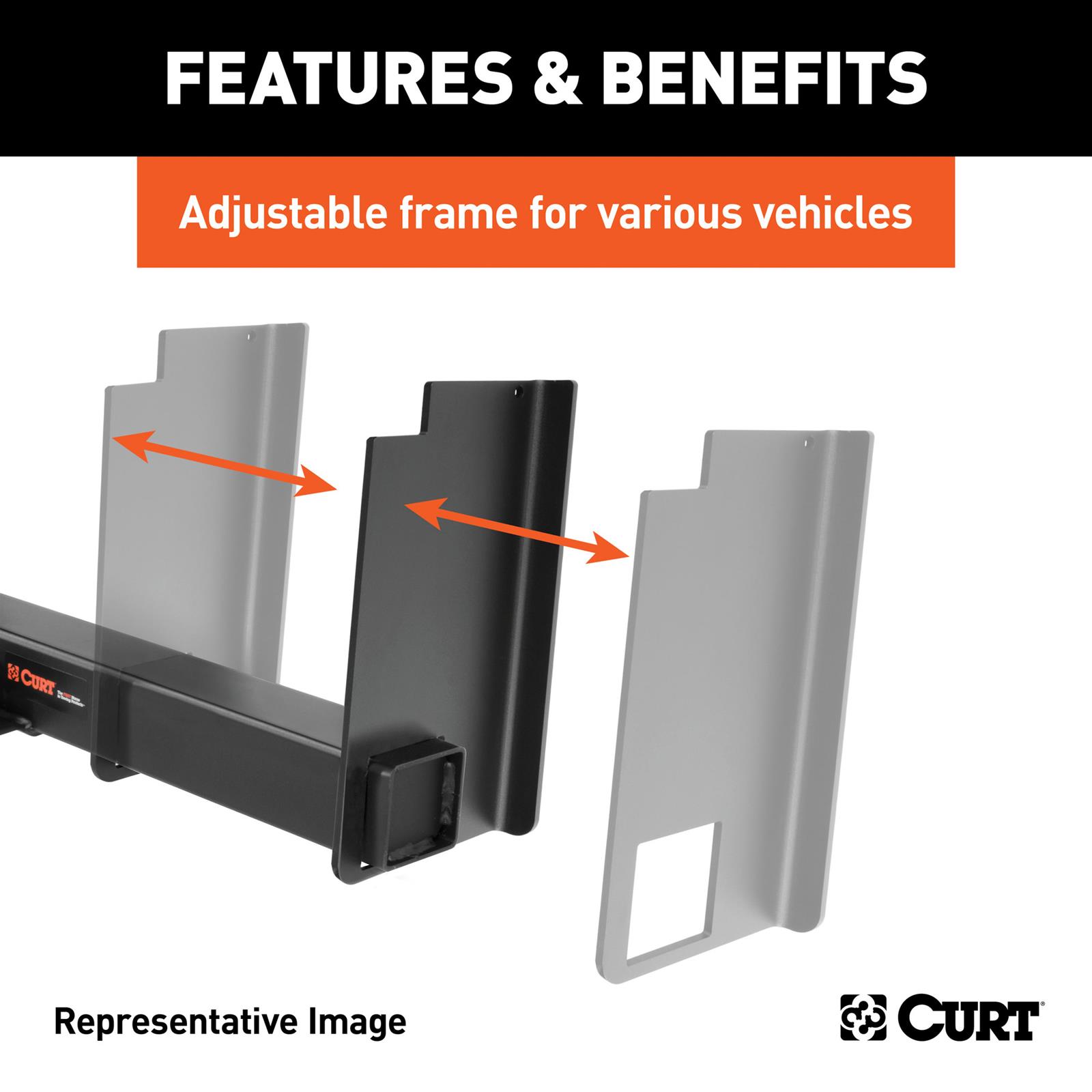 CURT Class 5 Receiver Hitch 15928 Hitches, V, Universal Weld-On Trailer Hitch, 2 in. Receiver, Up to 44 in. Frames, 18 in. Drop, Adjustable Side Plates, Each thumbnail 4