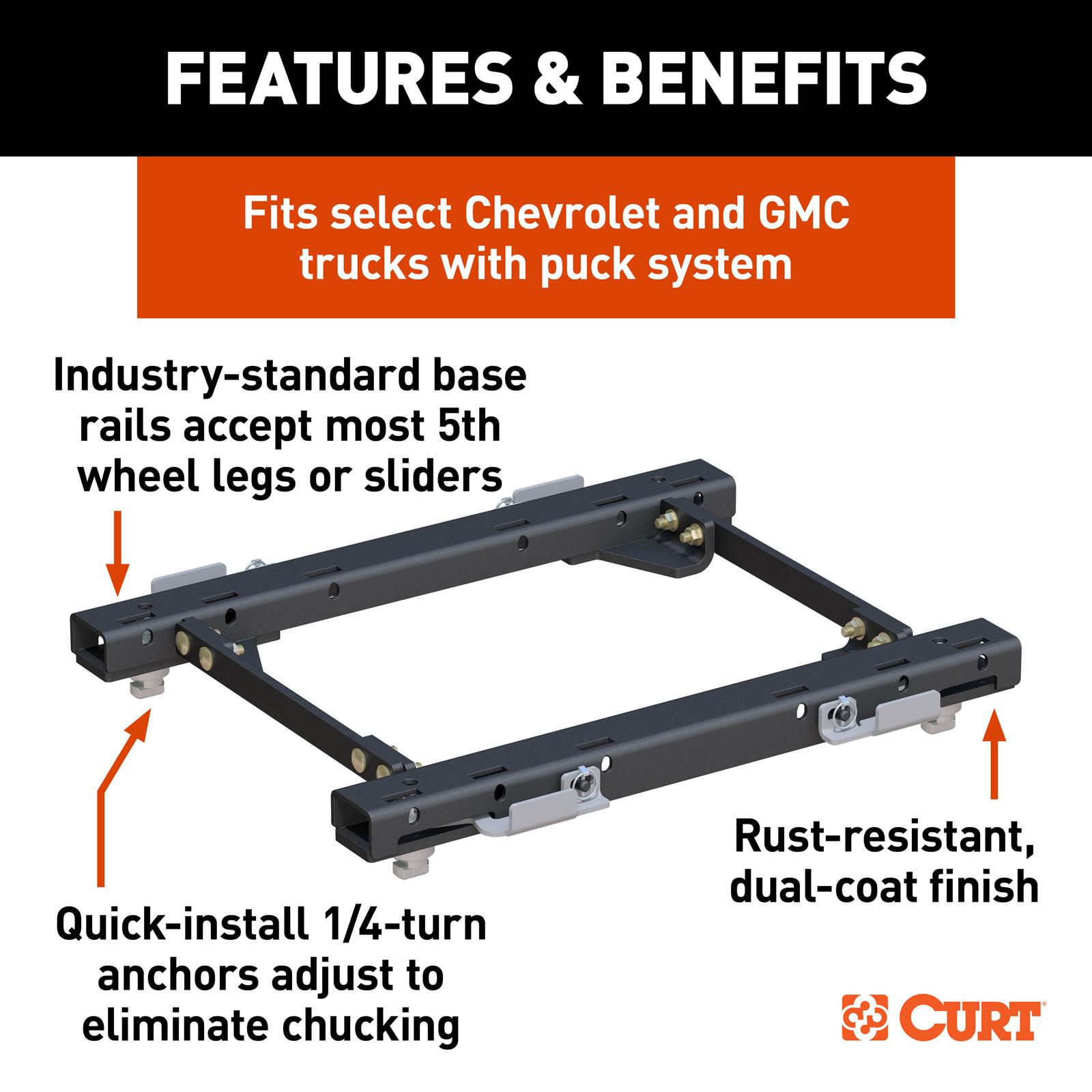 Curt Manufacturing Fifth Wheel Hitch Replacement Components 16050 Trailer Rail thumbnail 5