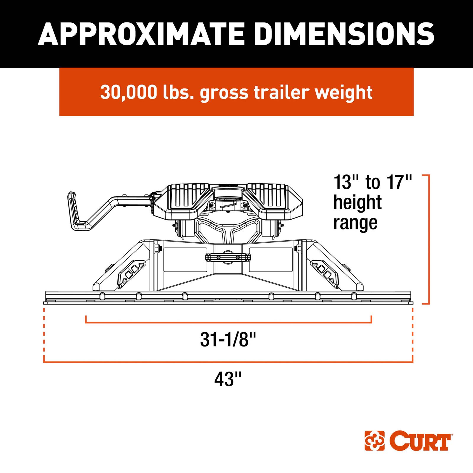 CURT PowerRide Fifth Wheel Trailer Hitches 16321 Hitch, PowerRide, 30,000 Ibs. Universal, Each thumbnail 9