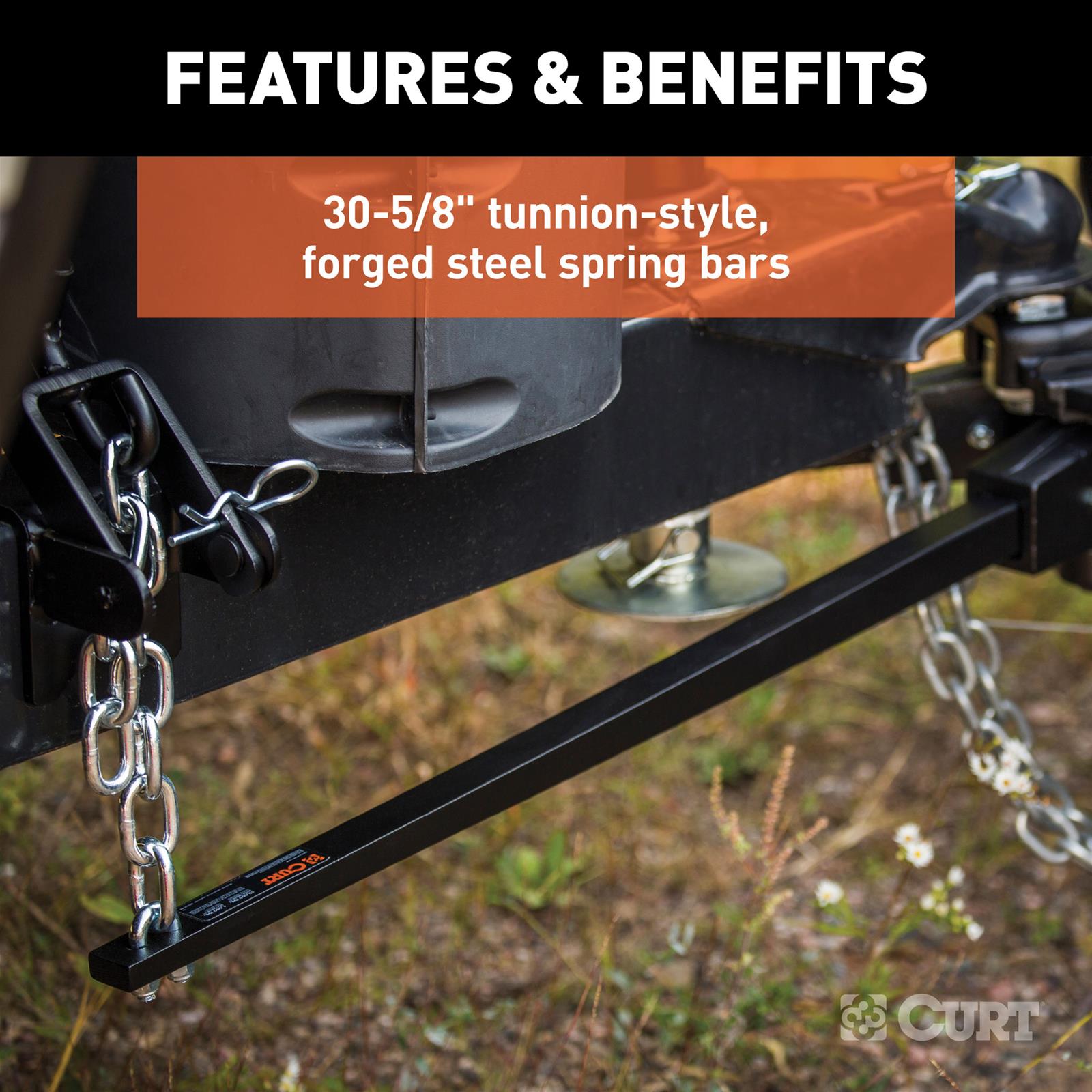 CURT Trunnion Bar Weight Distribution Hitches 17352 Hitch, Deep Drop Hitch, 10,000 lbs, 30 5/8 in. Bars, Kit