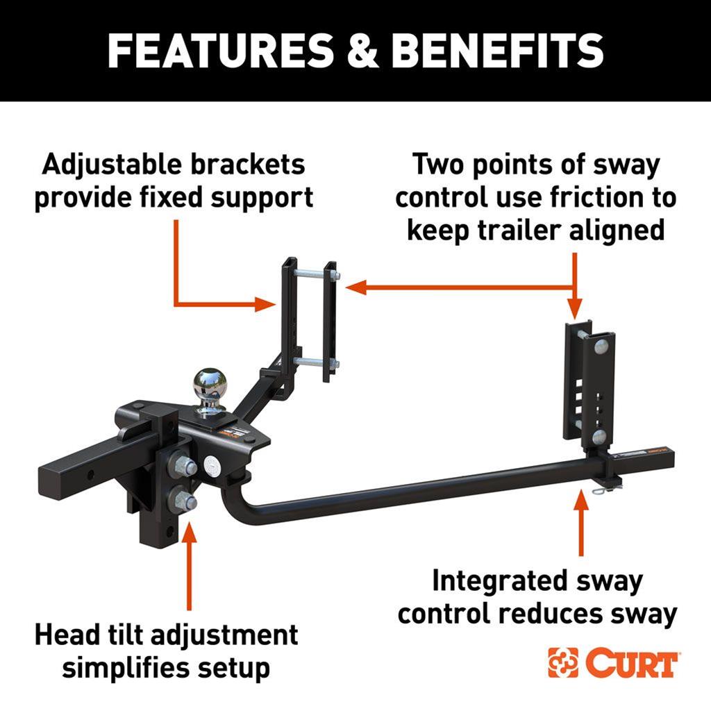Curt Manufacturing 17601 CURT TruTrack Trunnion Bar Weight Distribution Hitches Summit Racing