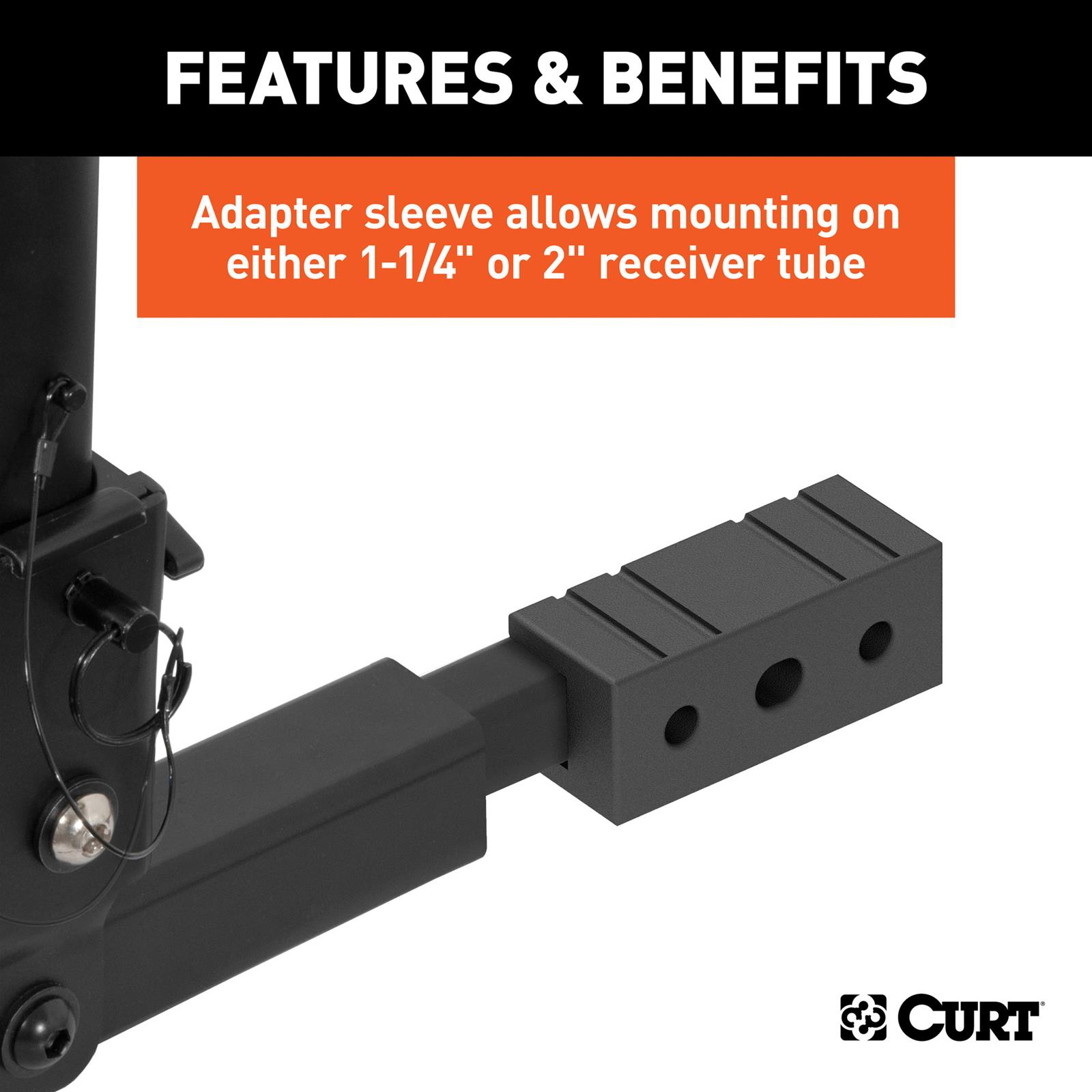 CURT Hich-Mounted Bike Racks 18021 Racks, Hitch-Mounted Rack, Frame-Style Rack, Hitch Mount, 1.25 and 2 in. Receiver Size, 2 Capacity, Steel, Back, Each thumbnail 3