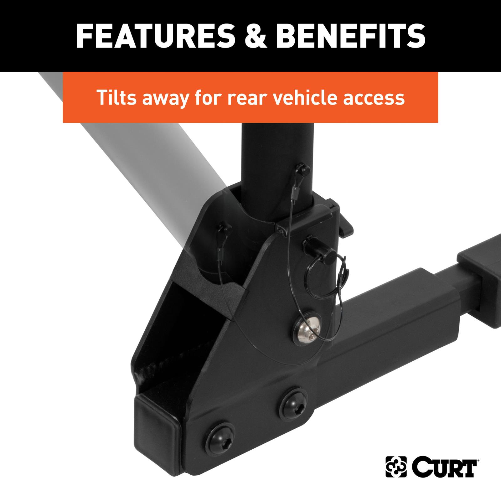 CURT Hich-Mounted Bike Racks 18021 Racks, Hitch-Mounted Rack, Frame-Style Rack, Hitch Mount, 1.25 and 2 in. Receiver Size, 2 Capacity, Steel, Back, Each thumbnail 5