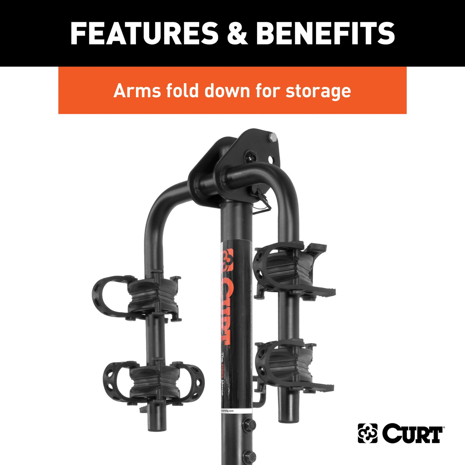 CURT Hich-Mounted Bike Racks 18021 Racks, Hitch-Mounted Rack, Frame-Style Rack, Hitch Mount, 1.25 and 2 in. Receiver Size, 2 Capacity, Steel, Back, Each thumbnail 8