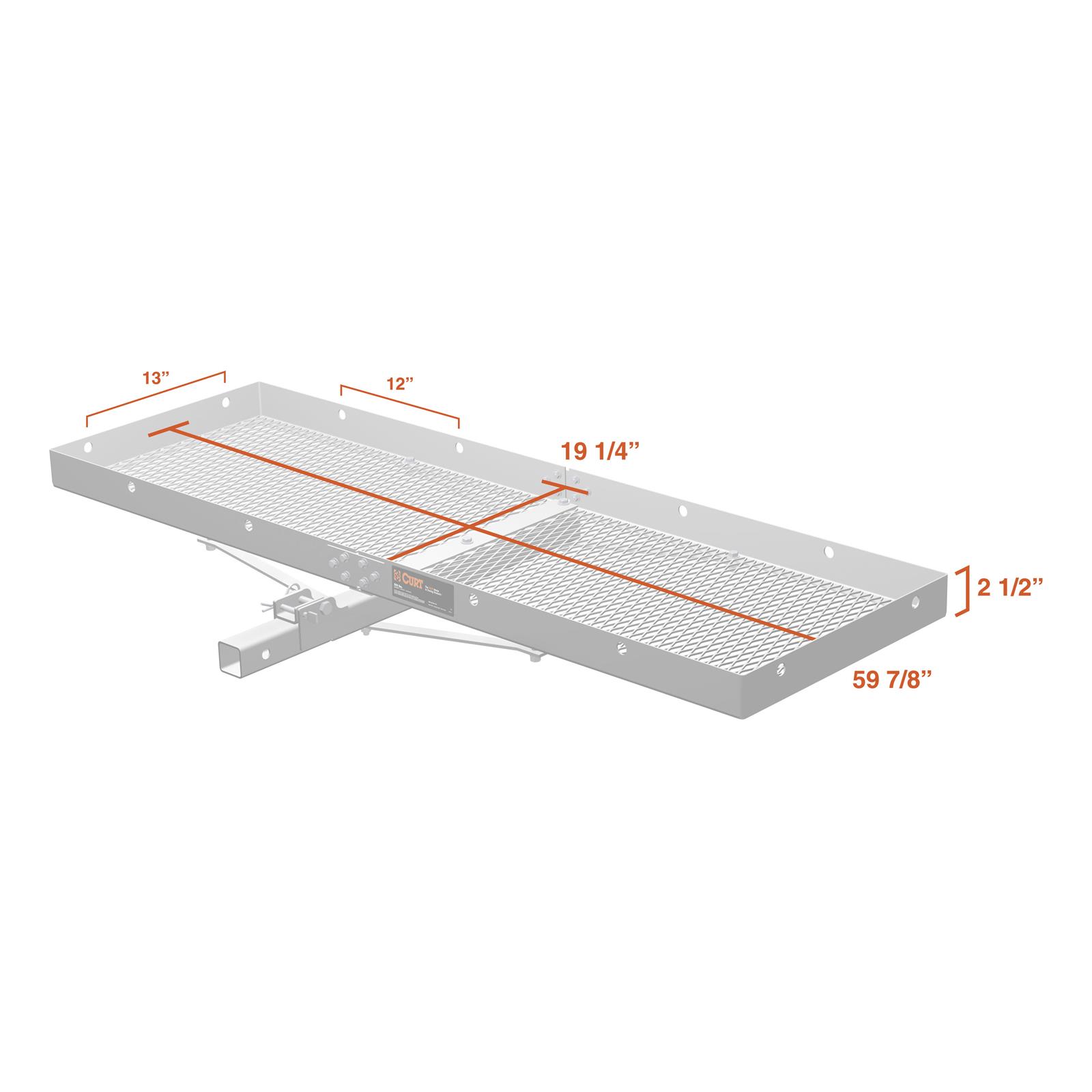 CURT Bolt-Together Cargo Carriers 18100 Holder, Receiver Mounted, Aluminum, Natural, 2 in. Square Folding Shank, 500 lbs. Capacity, Each thumbnail 6