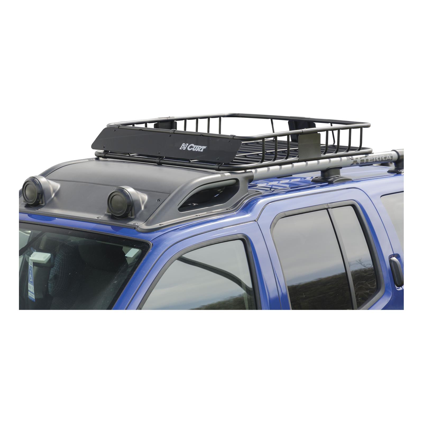 CURT Roof-Mounted Cargo Baskets 18115 Rack, Roof Mounted, Steel, Black Powdercoated, 41.5 in. Length, 37 in. Width, 4 in. Height, Kit thumbnail 5