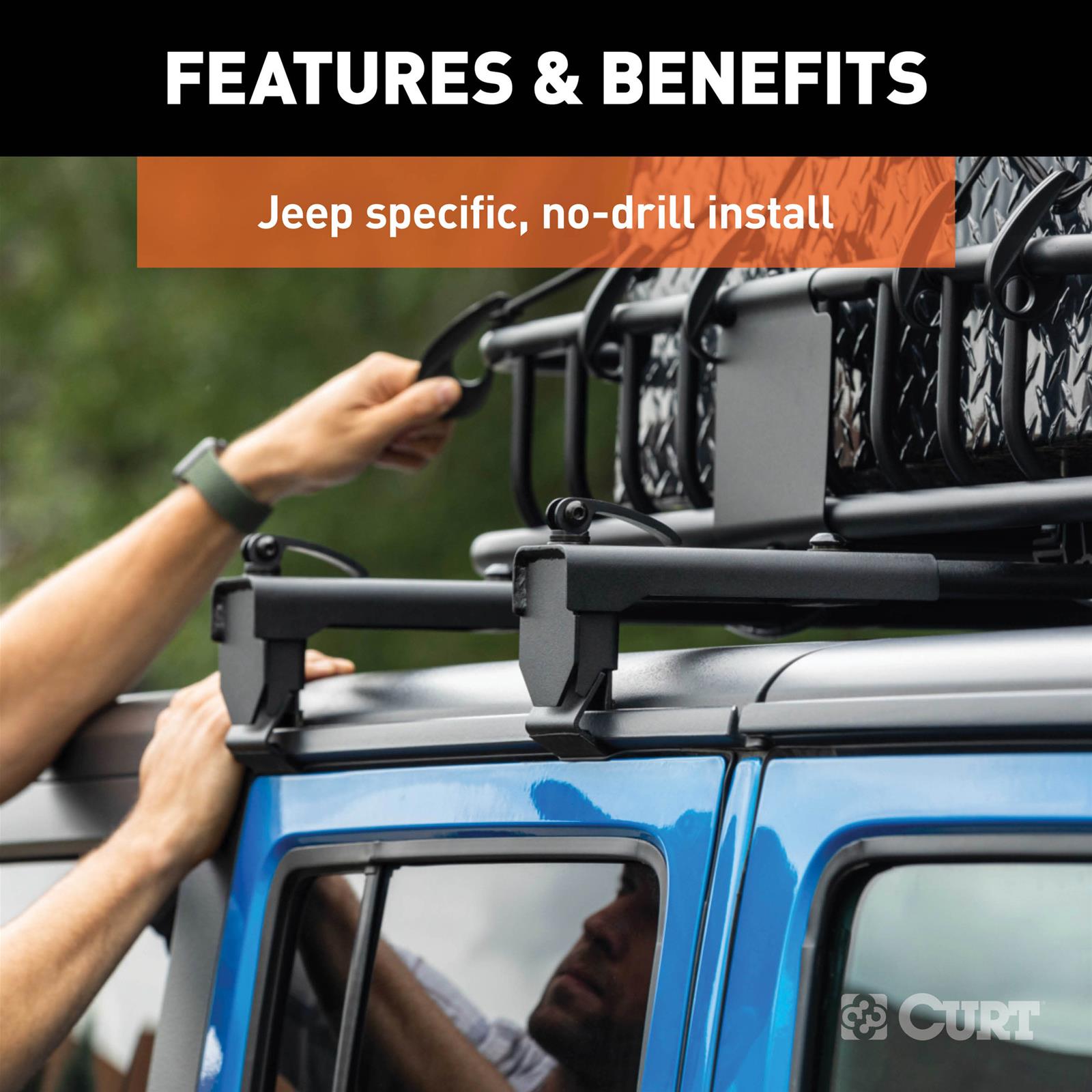 CURT Jeep Roof Rack Crossbars for 2020-2023 GLADIATOR, 2018-2023 WRANGLER - 18122 thumbnail 4