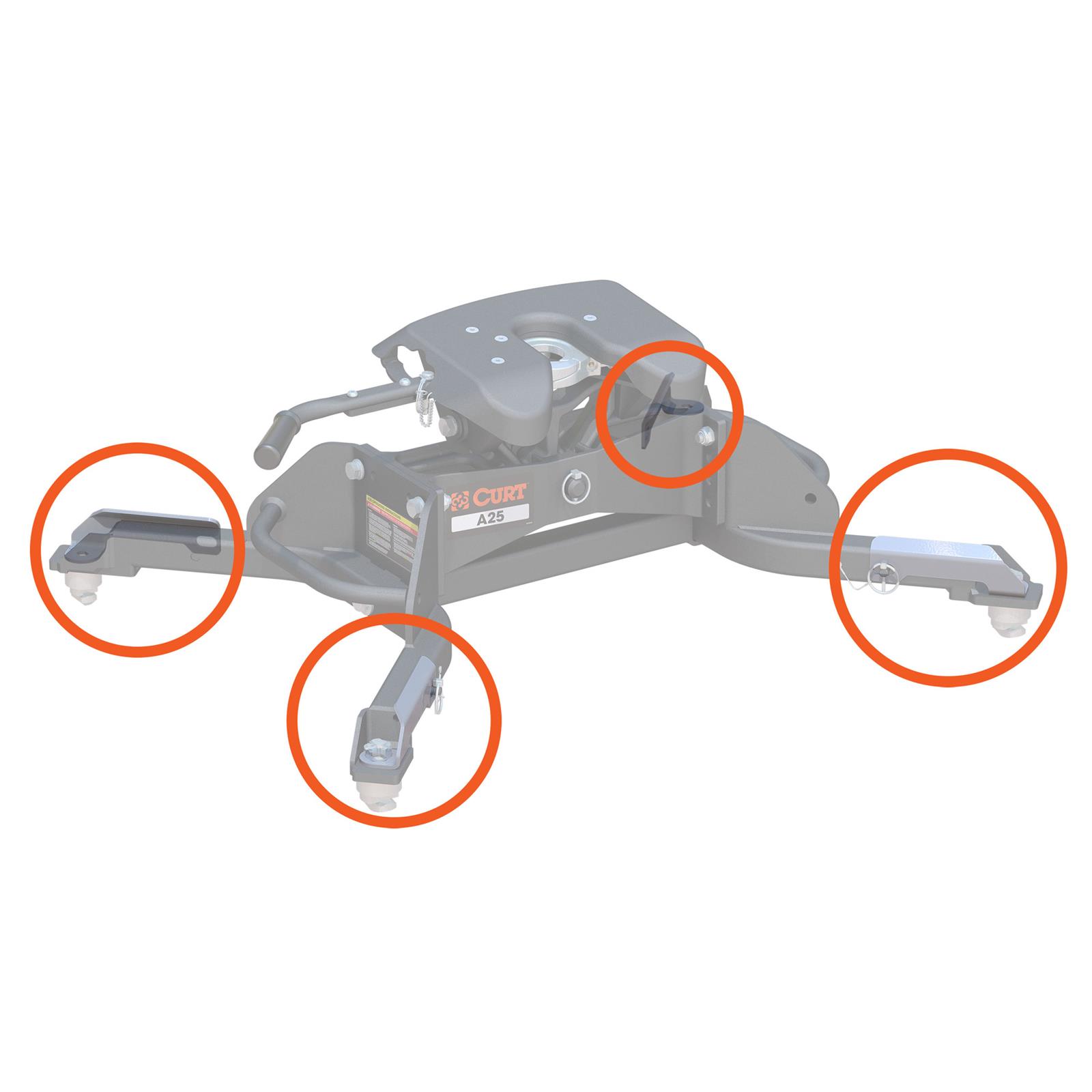CURT Replacement Fifth Wheel Puck System Handles 19205 Hitch Components, Handle, Release, RAM, Set of 4
