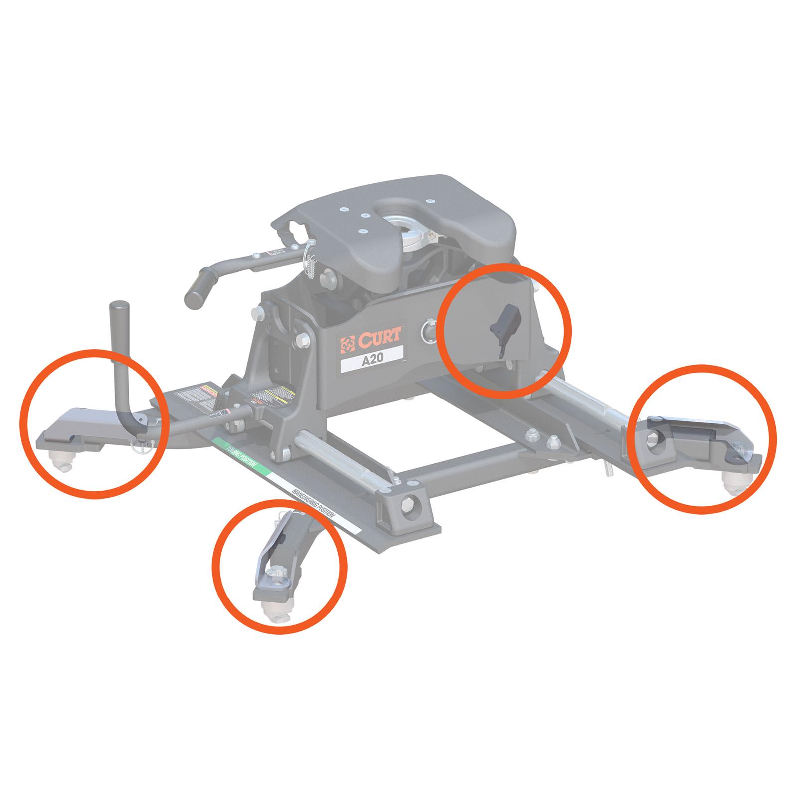 CURT Replacement Fifth Wheel Puck System Handles 19206 Hitch Components, Handle, Release, RAM, Set of 4 thumbnail 2
