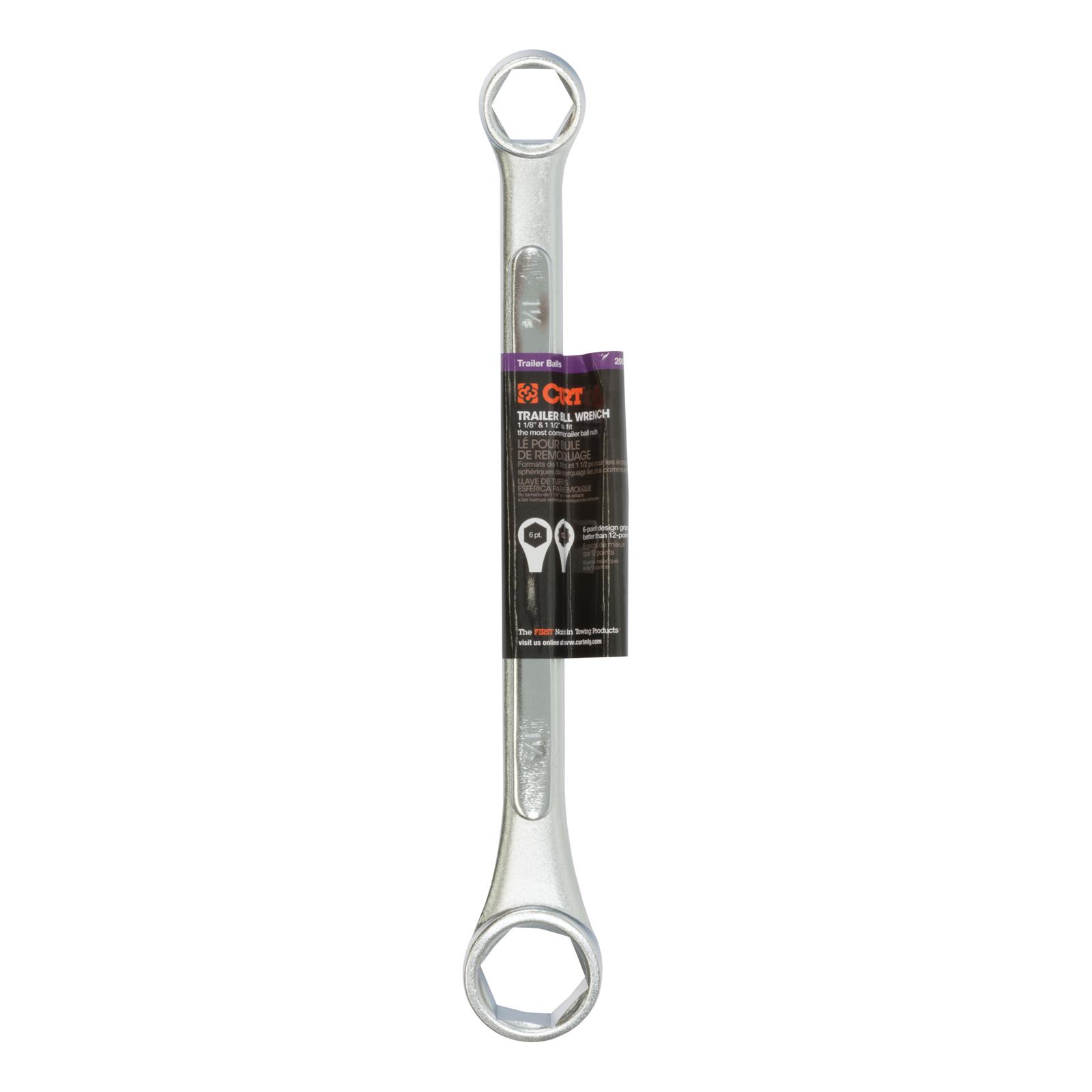 CURT Box-End Wrenches 20001 Wrench, Box End/Box End, Standard Style, 1 1/8 in., 1 1/2 in., Steel, Chrome, 15.500 in. Length, Each thumbnail 3