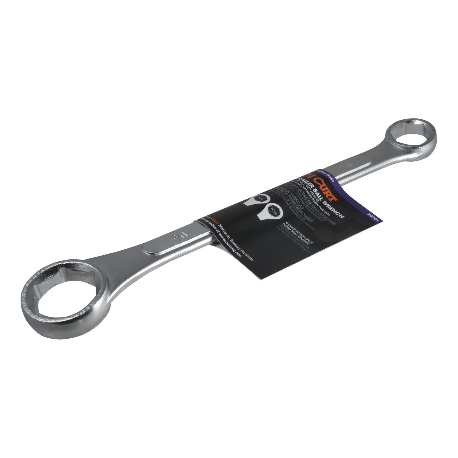 CURT Box-End Wrenches 20001 Wrench, Box End/Box End, Standard Style, 1 1/8 in., 1 1/2 in., Steel, Chrome, 15.500 in. Length, Each thumbnail 2