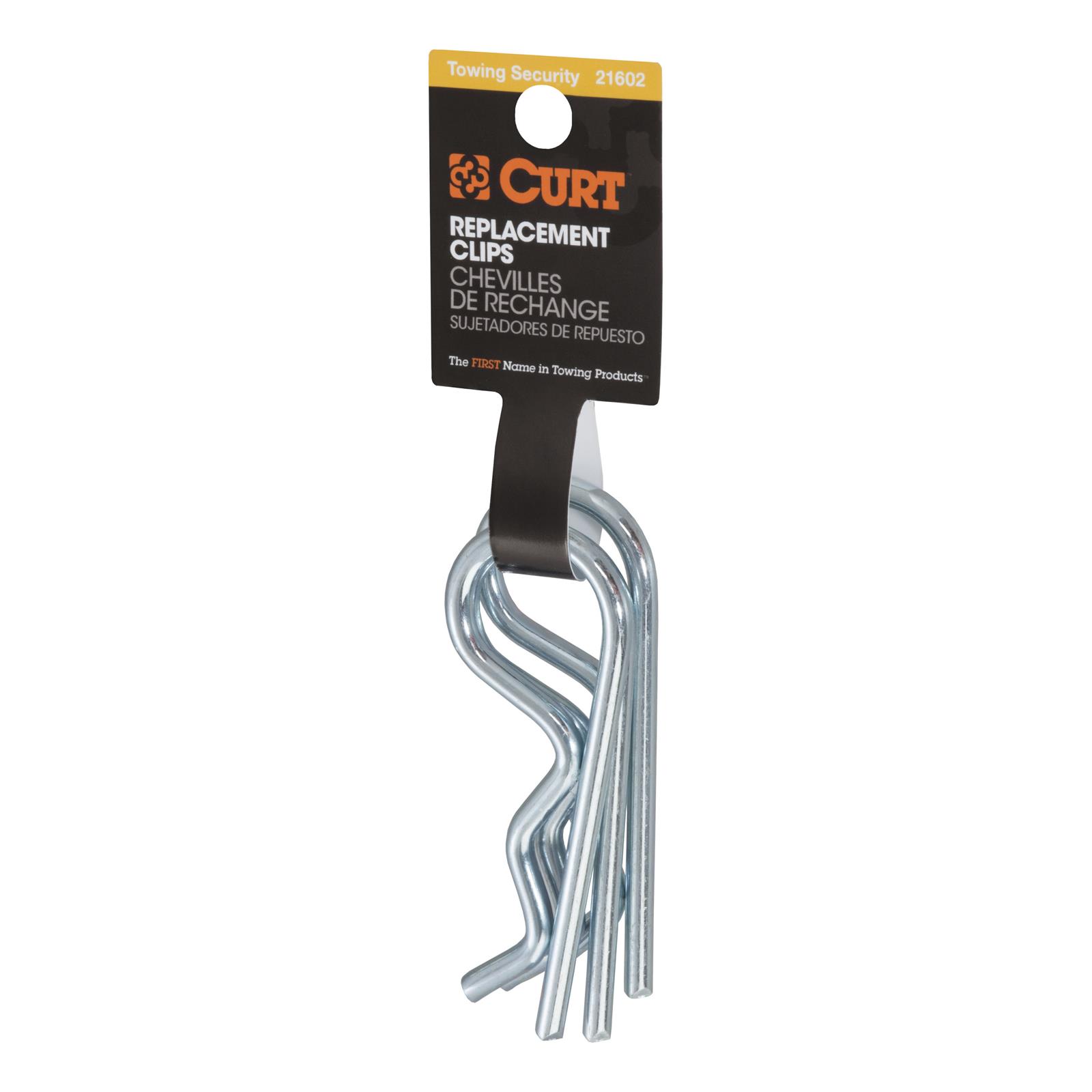 CURT Hitch Pin Clips 21602 Hair Pins, Clips, Fits 1/2 in. or 5/8 in. Pins, Steel, Zinc Plated, Set of 3