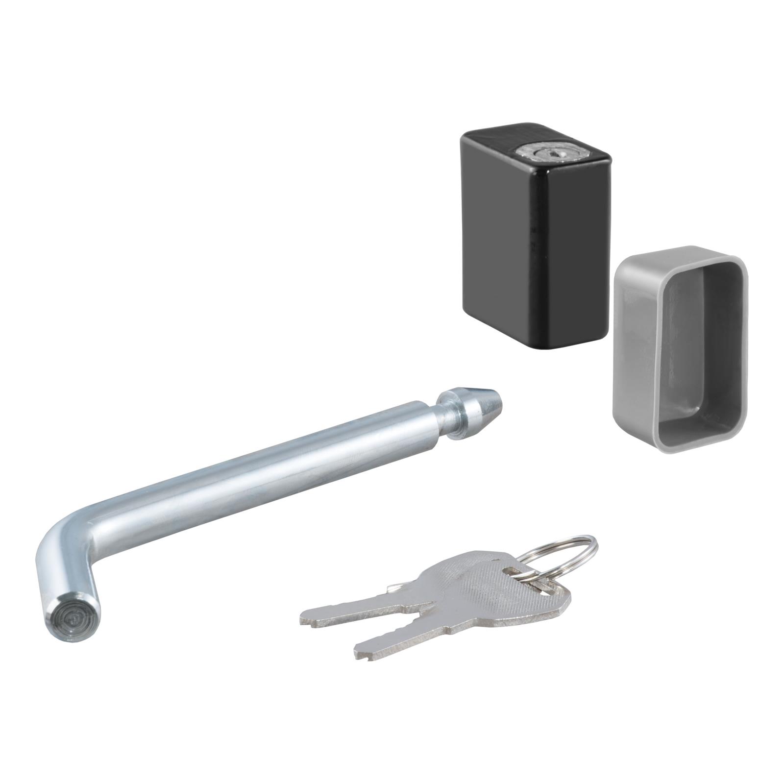 CURT Receiver Locks 23020 Hitch Lock, 1/2 in. Diameter, Bent Pin, Steel, Chrome, Black Dead Bolt, 2 Keys, 1 1/4 in. Receiver, Each thumbnail 3