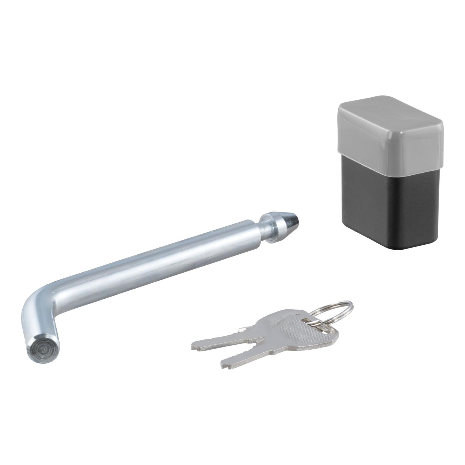 CURT Receiver Locks 23020 Hitch Lock, 1/2 in. Diameter, Bent Pin, Steel, Chrome, Black Dead Bolt, 2 Keys, 1 1/4 in. Receiver, Each thumbnail 2
