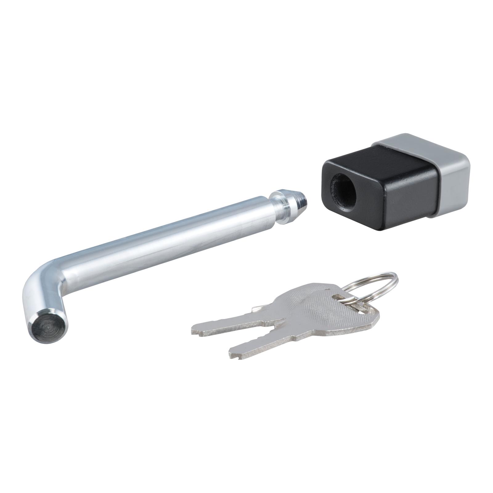 CURT Receiver Locks 23021 Hitch Lock, 5/8 in. Diameter, Bent Pin, Steel, Chrome, Black Dead Bolt, 2 Keys, 2-3 in. Each
