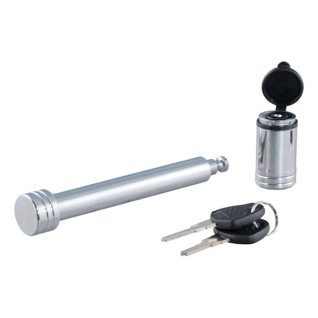 CURT Receiver Pins and Clips 23025 Hitch Lock, Straight Pin, Steel, Chrome, 0.625 in. Diameter, Locking Keys, Each thumbnail 2