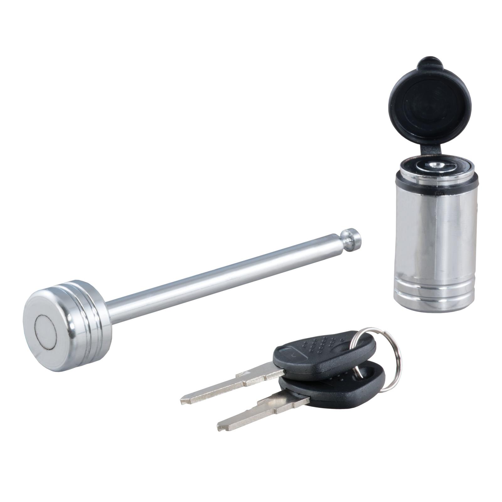 CURT Coupler Locks 23523 Latch Lock, 1/4 in. Diameter Shank, 3.375 in. Long Shank, Steel, Chrome, Each thumbnail 3
