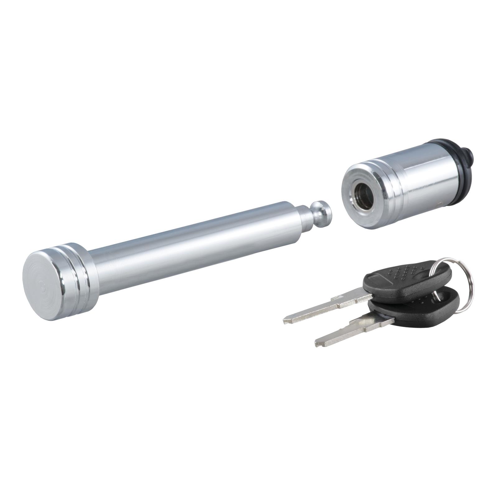 CURT Receiver Locks 23528 Hitch Lock, Steel, Chrome, Keys, 0.625 in. Hole Size, 2-2.5 in. Receiver, Each