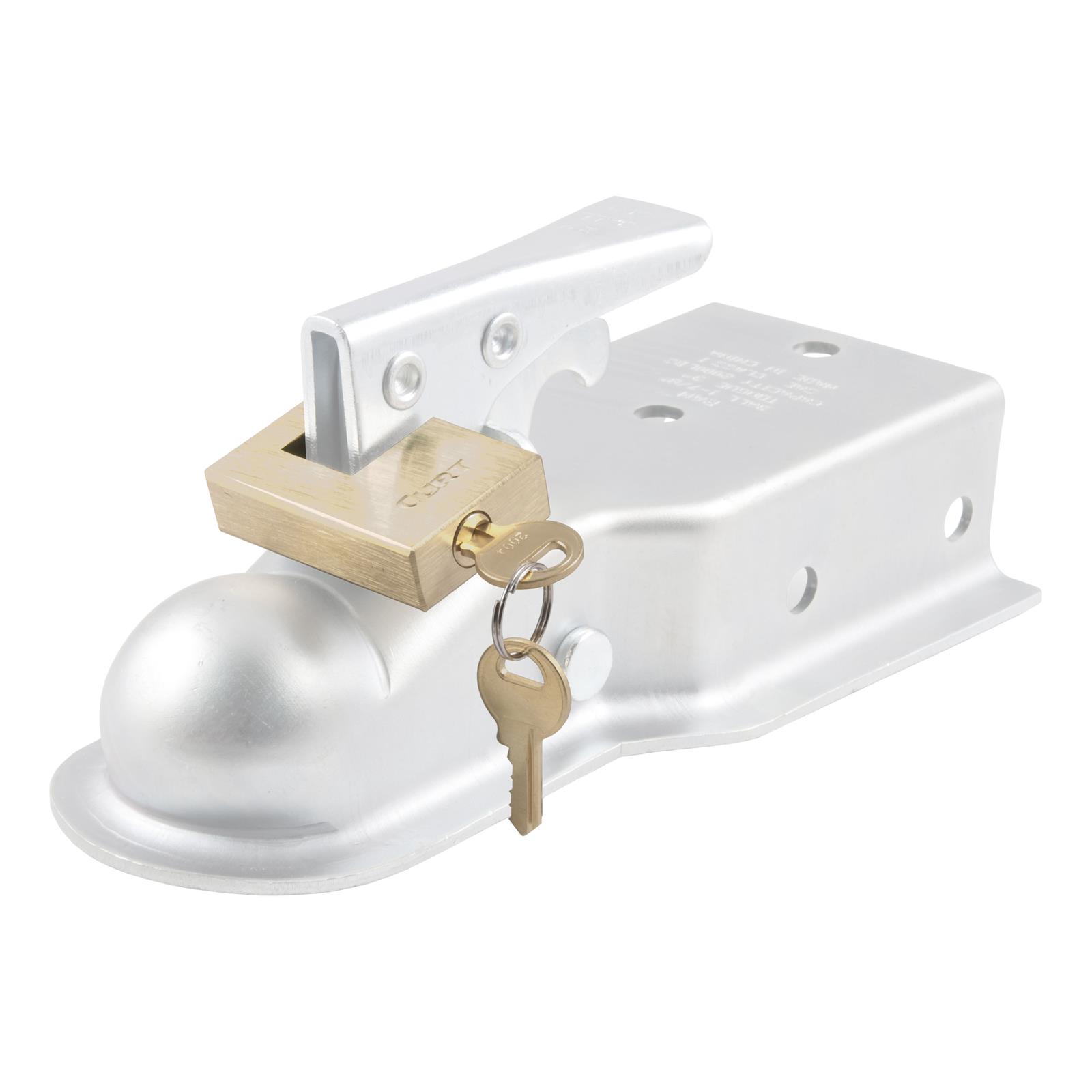 CURT Coupler Locks 23546 Latch Lock, Solid Brass, 1/4 in. Pin, 3/4 in. Span, Keys, Each thumbnail 3