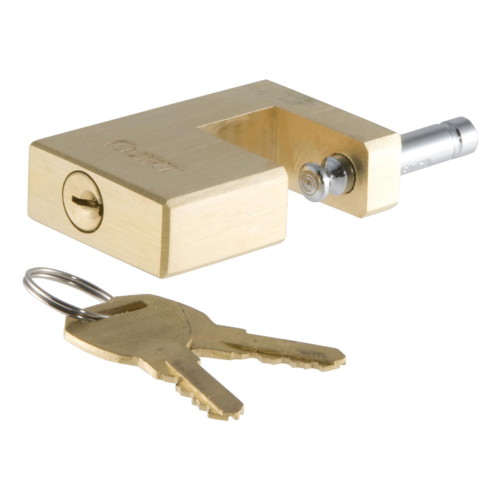 CURT Coupler Locks 23546 Latch Lock, Solid Brass, 1/4 in. Pin, 3/4 in. Span, Keys, Each thumbnail 2