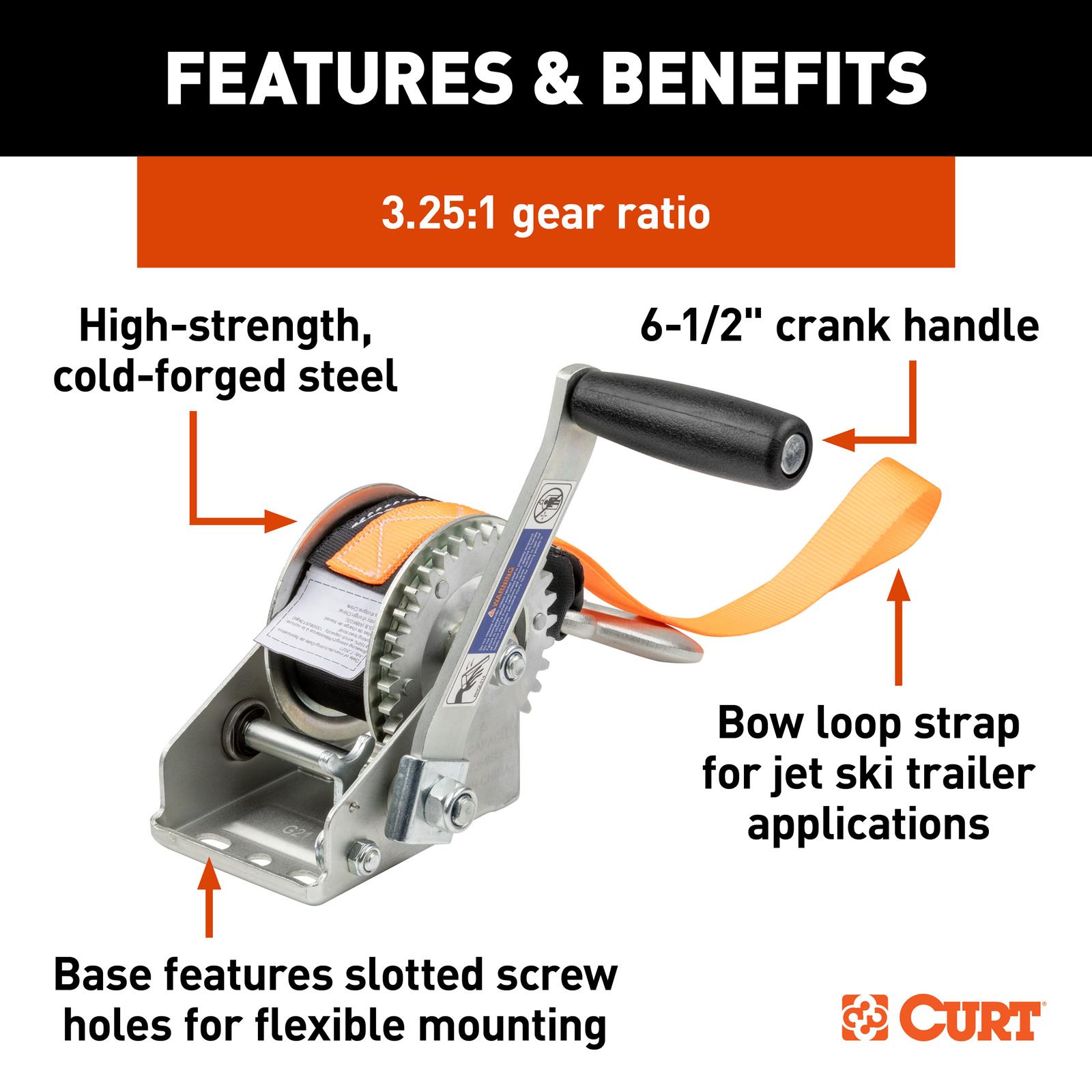 Curt Manufacturing Hand Winches 25002 Trailer Winch thumbnail 3