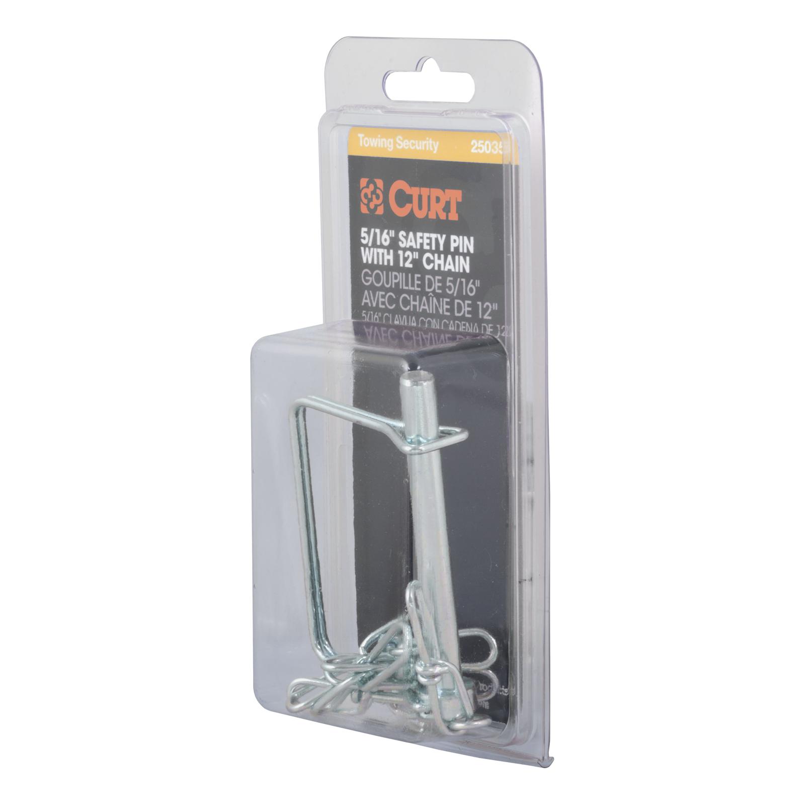 CURT Coupler Safety Pins 25035 Trailer Pin, 5/16 in. Diameter, Steel, Zinc Finish, Each thumbnail 2
