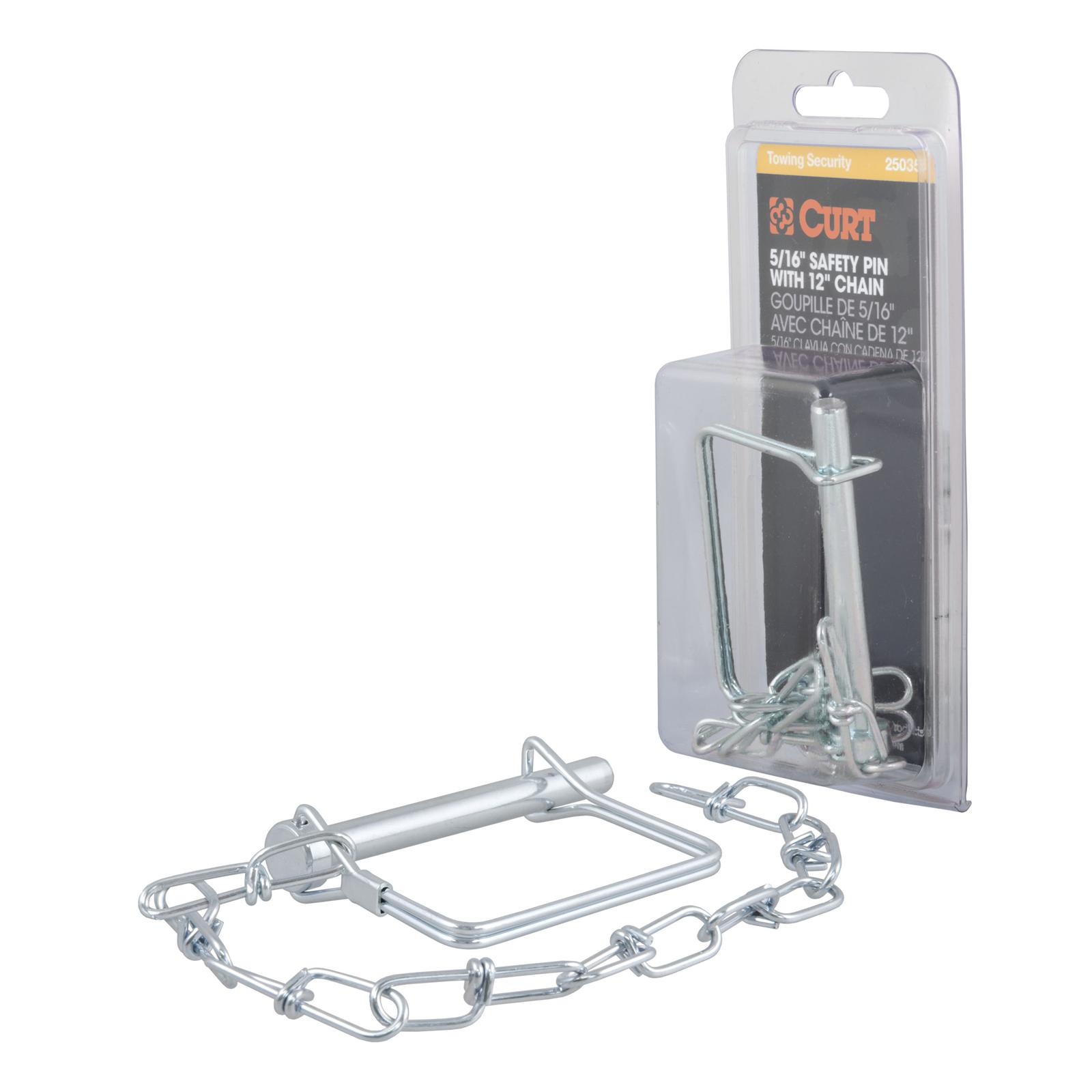 CURT Coupler Safety Pins 25035 Trailer Pin, 5/16 in. Diameter, Steel, Zinc Finish, Each thumbnail 3