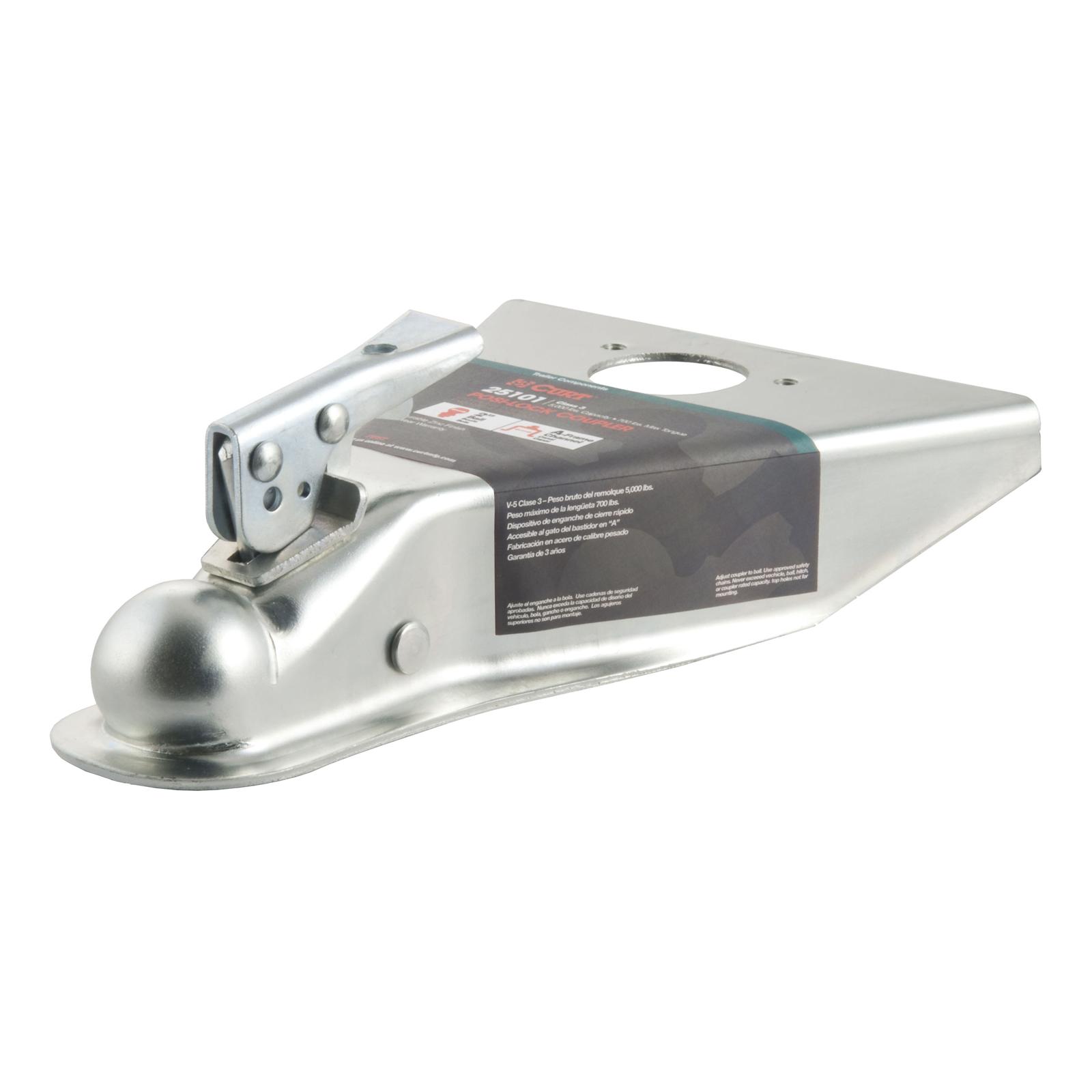CURT A-Frame Couplers 25101 Trailer Coupler, 2 in. Ball, 700 lb. Tongue Weight, 5,000 lb. Gross Load Capacity, Steel, Black, Each thumbnail 2