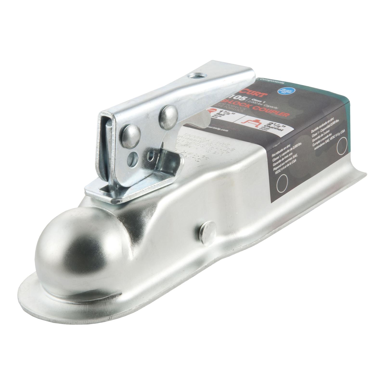 CURT Posi-Lock Couplers 25105 Trailer Coupler, Posi-Lock, 1 7/8 in. Ball, 200 lb. TW, 2,000 lb. GTW, Steel, Zinc Plated, Each thumbnail 2