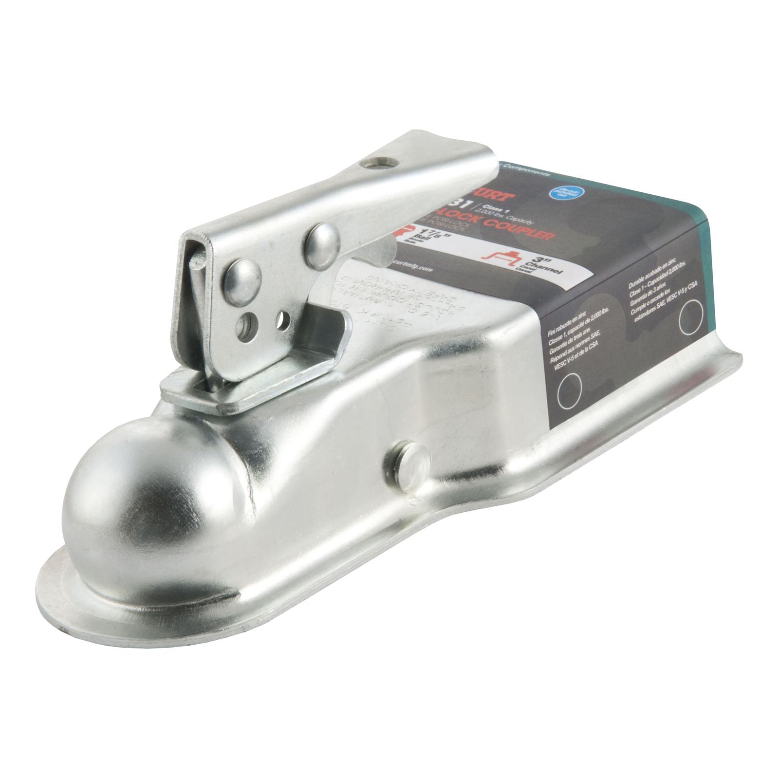 CURT Posi-Lock Couplers 25131 Trailer Coupler, Posi-Lock, 1 7/8 in. Ball, 200 lb. TW, 2,000 lb. GTW, Steel, Zinc Plated, Each