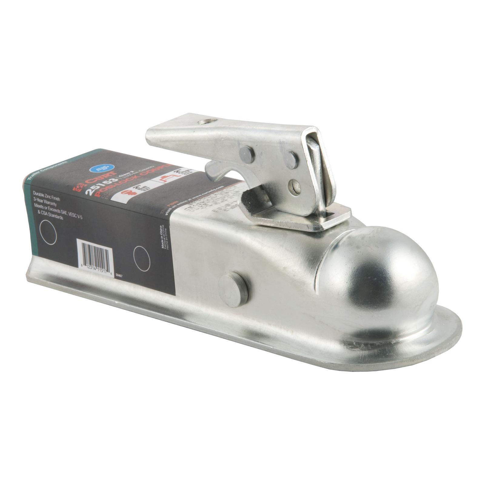 CURT Posi-Lock Couplers 25153 Trailer Coupler, Posi-Lock, 2 in. Ball, 500 lb. Tongue Weight, 3,500 lb. Gross Load Capacity, Steel, Each thumbnail 2