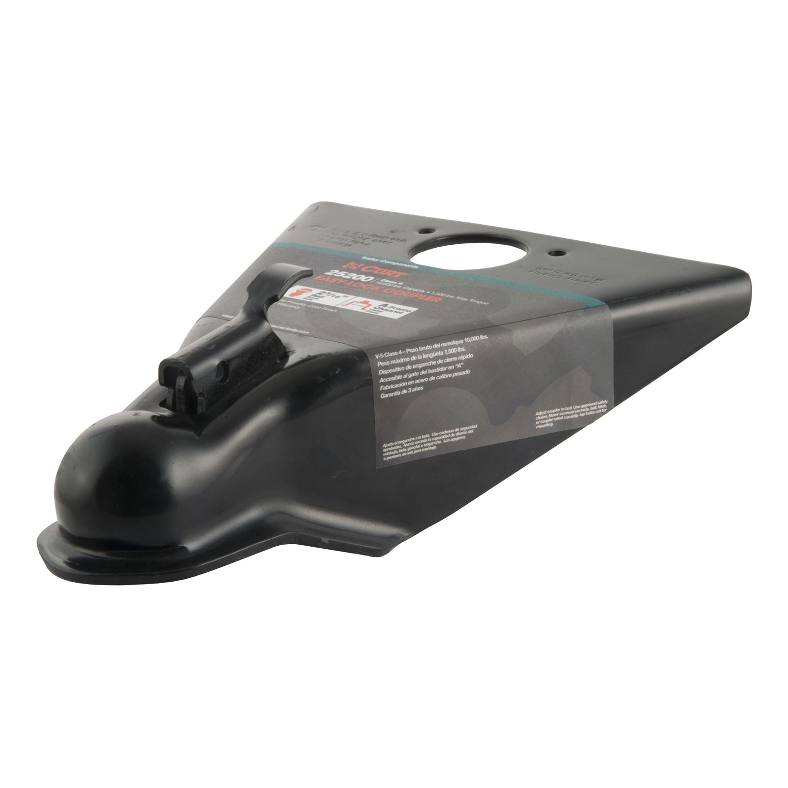 CURT A-Frame Couplers 25200 Trailer Coupler, A-Frame, Easy-lock Latch Style, Steel, Black, 700 lbs. Tongue Weight, 10,000 lbs. Gross Load