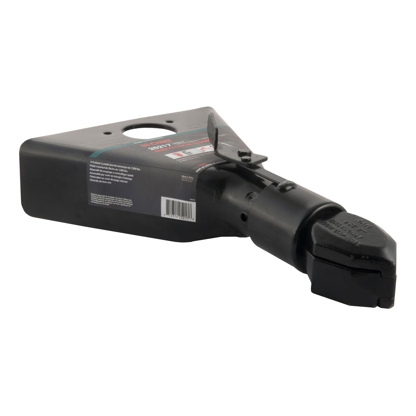 CURT A-Frame Couplers 25217 Trailer Coupler, A-Frame, Sleeve-lock Latch, Steel, Black, 1,050 lbs. Tongue Weight, 7,000 lbs. Gross Load thumbnail 2