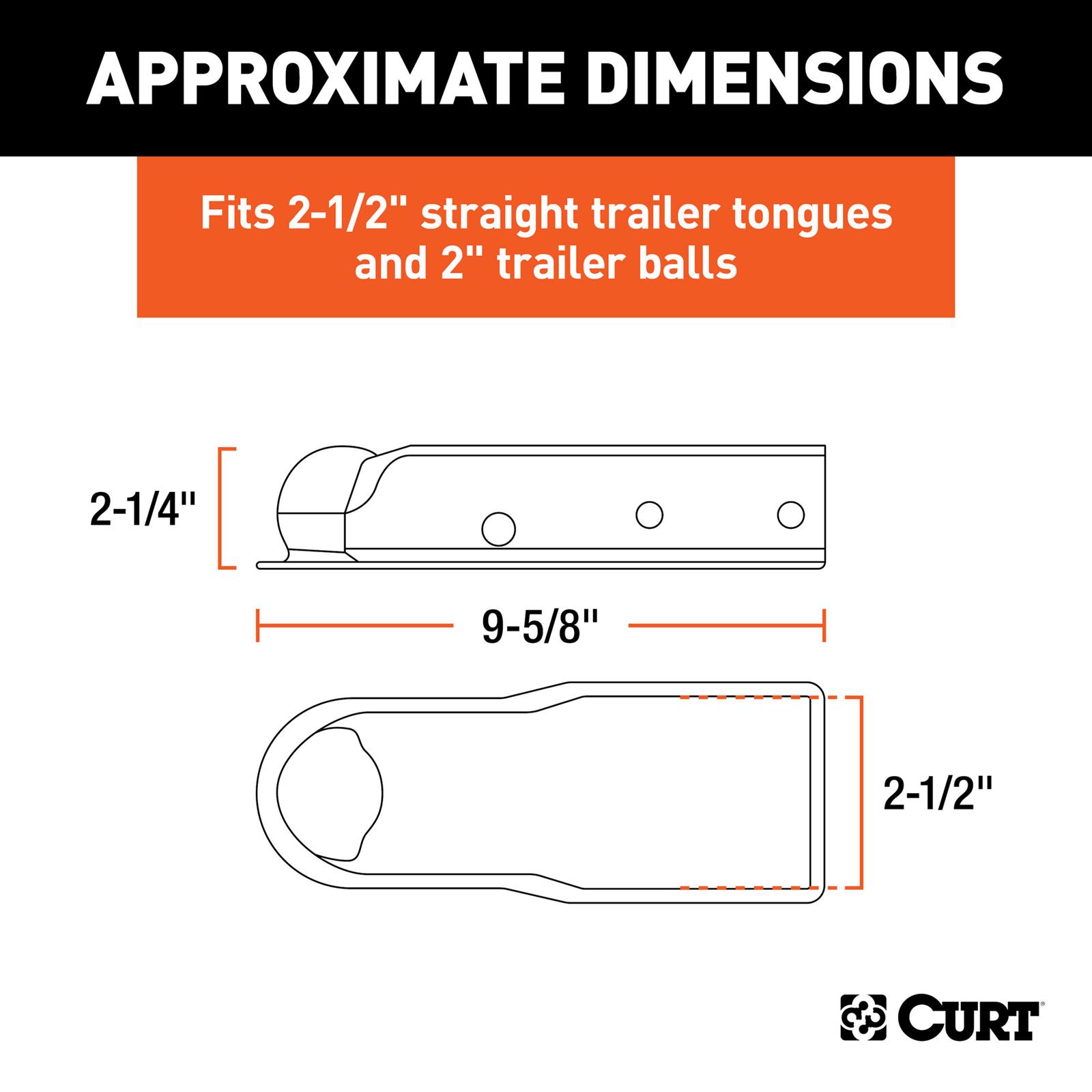 CURT QuickPin Trailer Couplers 25471 Hitch Coupler, No-Latch Coupler, 2.0 in. Ball, 2 1/2 in. Channel, 3,500 lbs., Includes 1/2 in. Dia. Pin and Clip, Each thumbnail 6