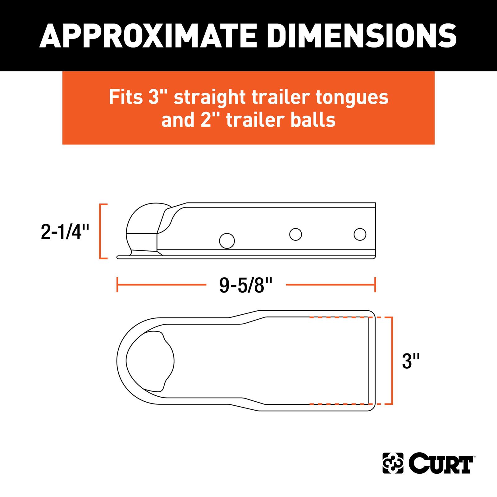 CURT QuickPin Trailer Couplers 25472 Hitch Coupler, No-Latch Coupler, 2.0 in. Ball, 3.0 in. Channel, 3,500 lbs., Includes 1/2 in. Dia. Pin and Clip, Each thumbnail 7