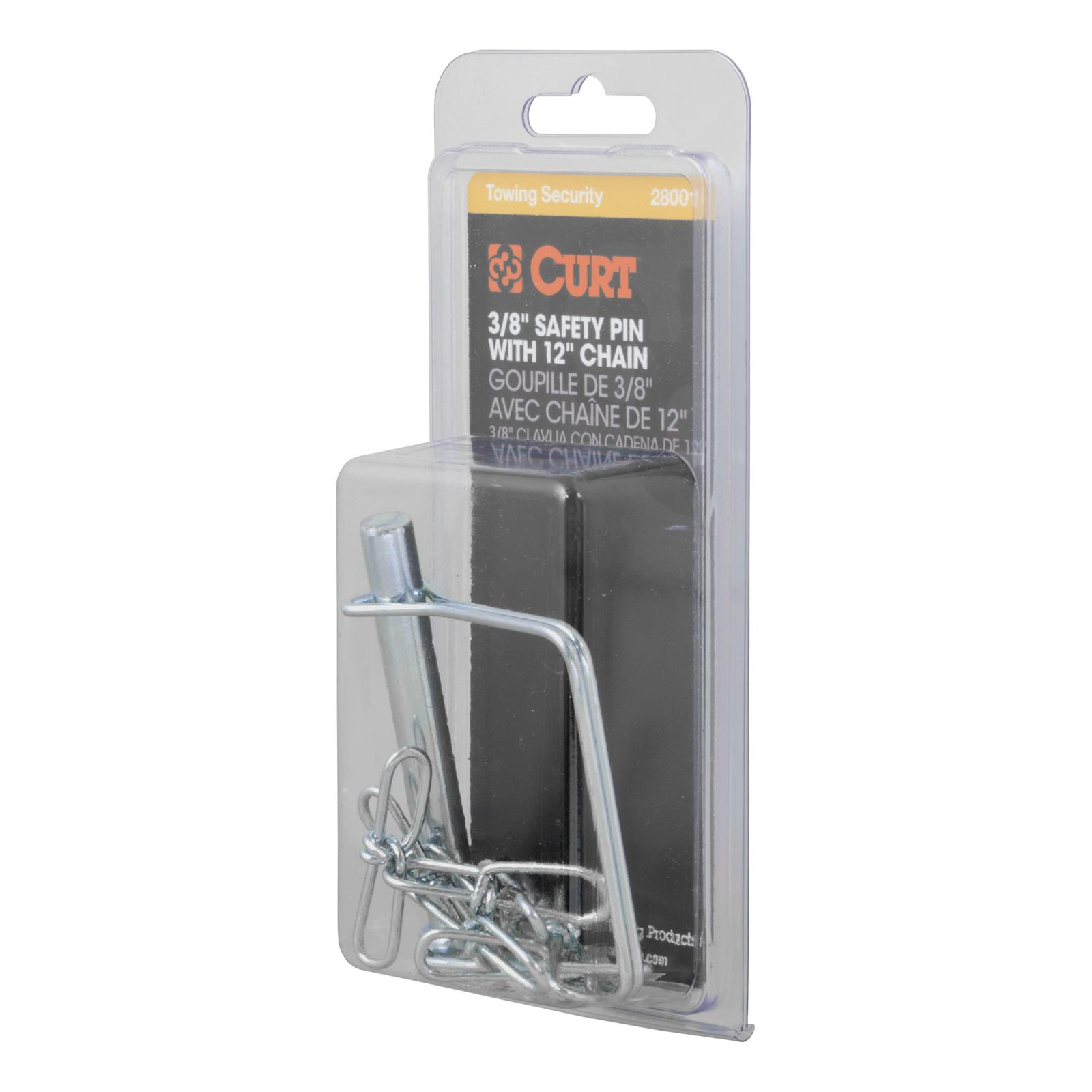 CURT Coupler Safety Pins 28001 Trailer Pin, 3/8 in. Diameter, Steel, Zinc Finish, Each thumbnail 2