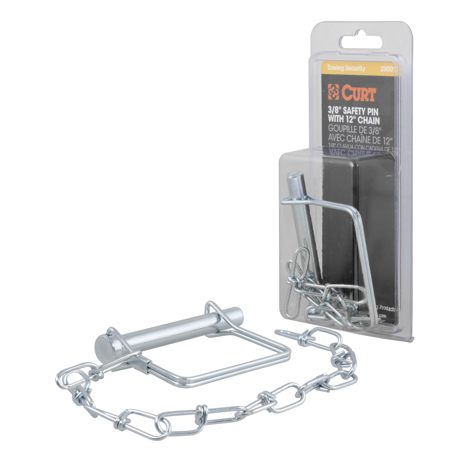 CURT Coupler Safety Pins 28001 Trailer Pin, 3/8 in. Diameter, Steel, Zinc Finish, Each thumbnail 3