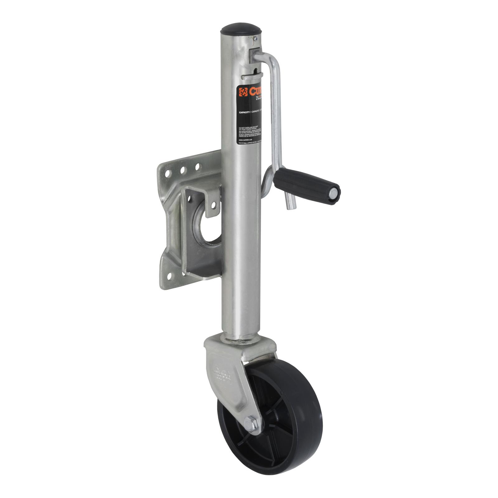 CURT Marine Trailer Jacks 28100 Jack, Marine, 1,000 lb. Capacity, 10 in. Travel, Steel, Zinc, Single Caster, Swivel, Each thumbnail 2