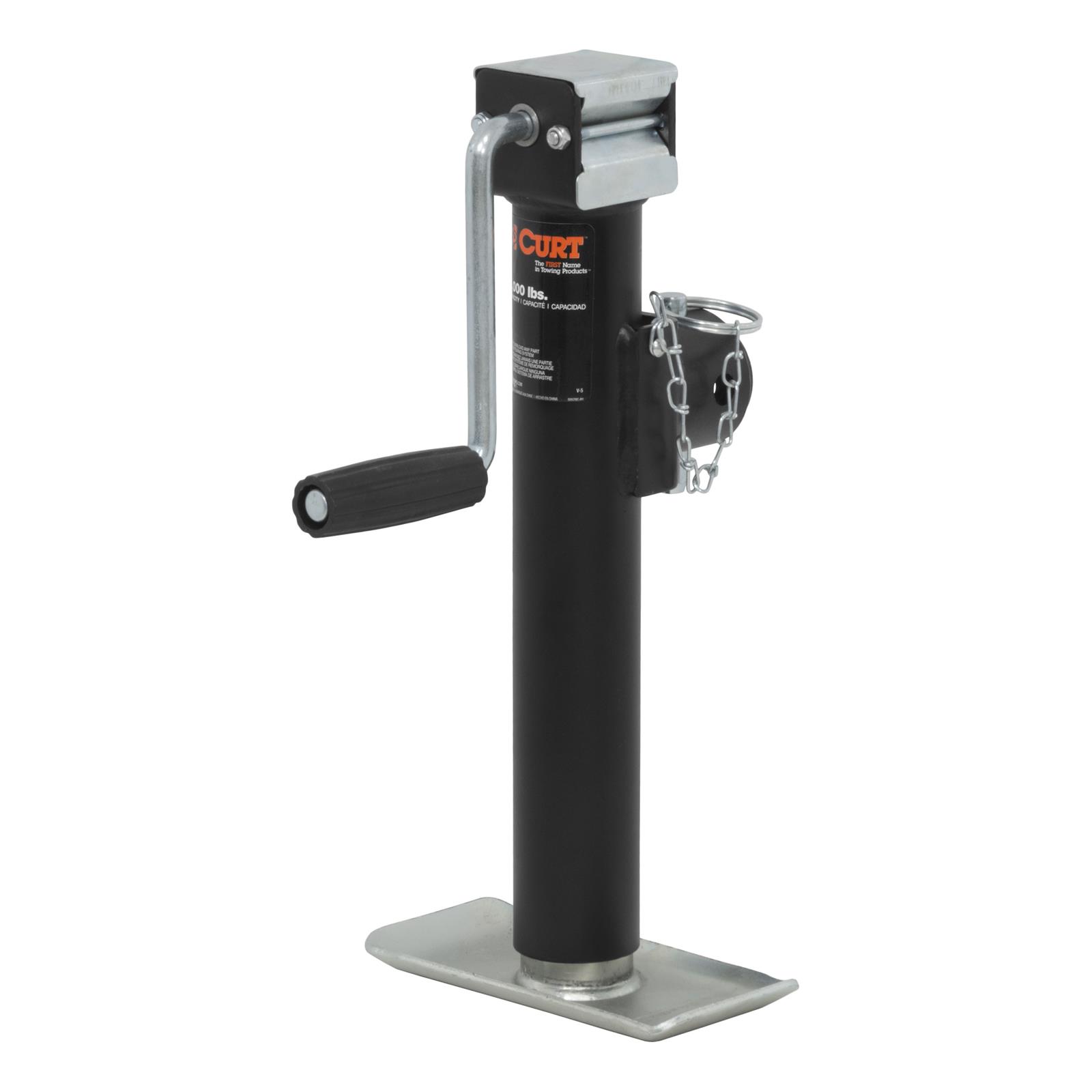 CURT Pipe-Mount Swivel Jacks 28321 Trailer Jack, Pipe Mount, Weld On, 2,000 lb. Capacity, 10 in. Travel, Steel, Painted, Side Wind, Each